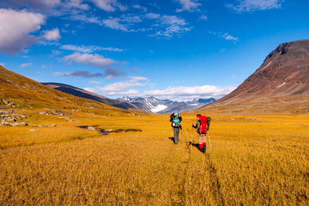 Trekking in the grass