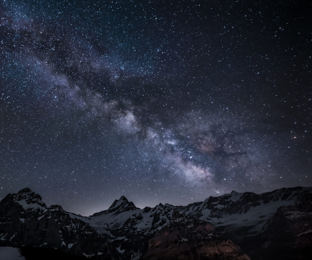 View of the Milky Way from the Swiss Alps (mobile wallpaper)